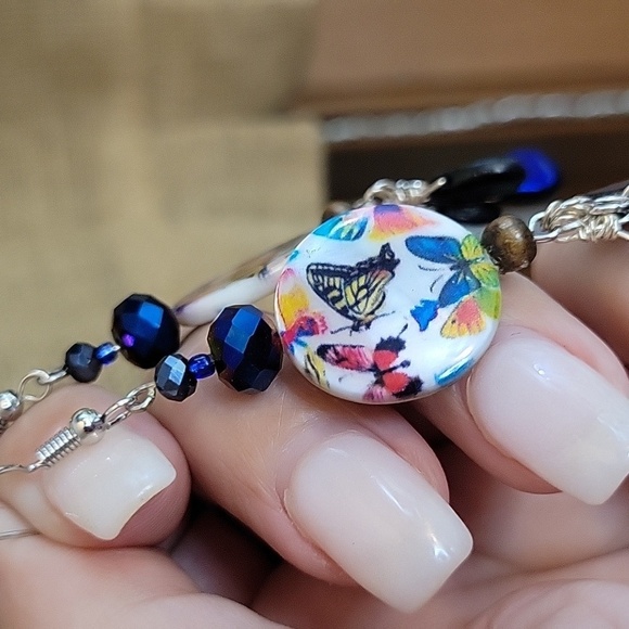 BUTTERFLY HANDWRAPPED OOAK EARRINGS - Picture 6 of 10